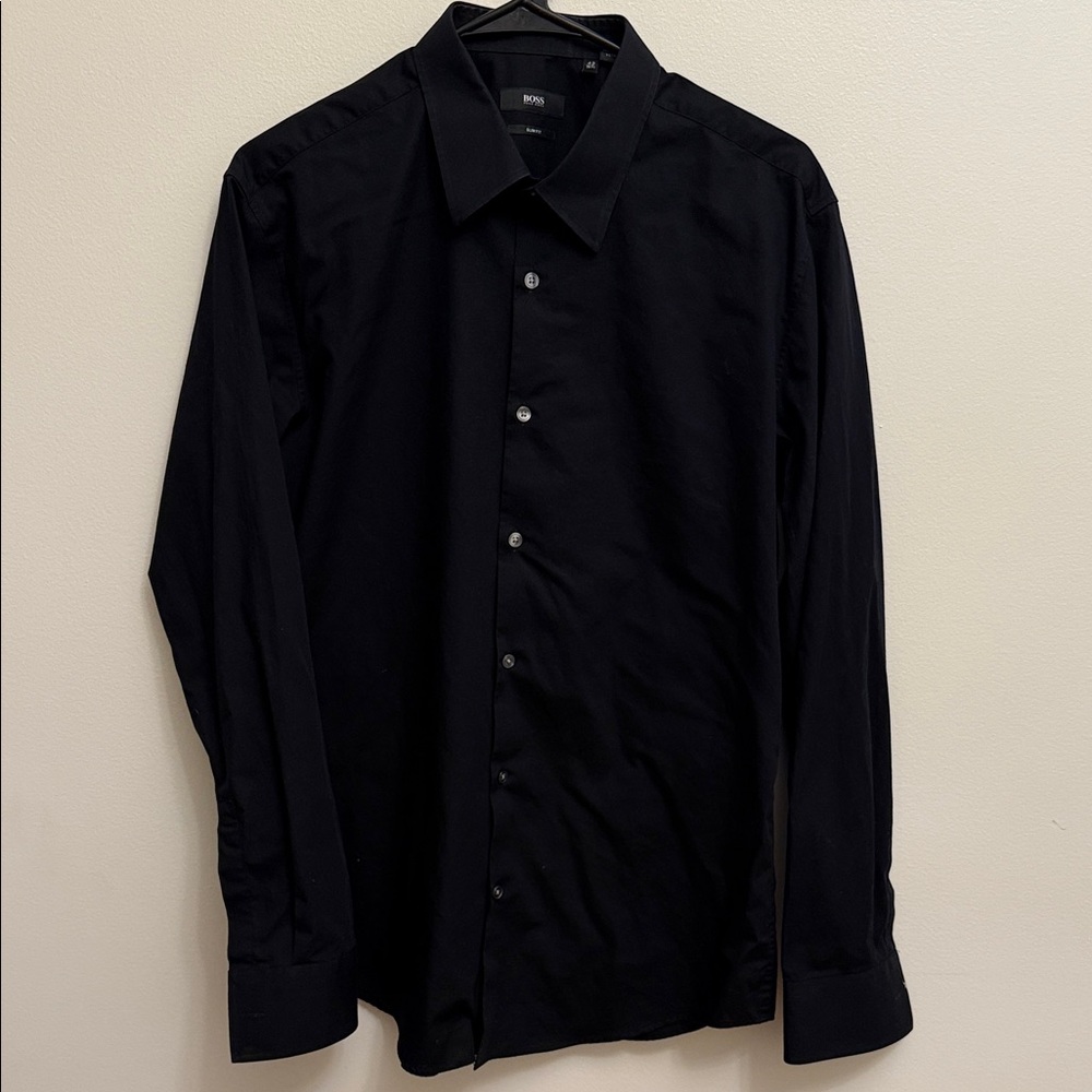 BOSS Hugo Boss Men’s Slim Fit Black Dress Shirt Size 42 / 16.5